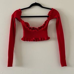 Missguided Off the Shoulder Knitted Crop Top